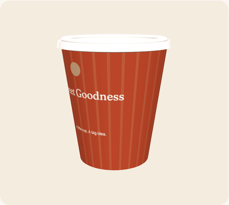 Street Goodness artwork wrapped around a 3D coffee cup